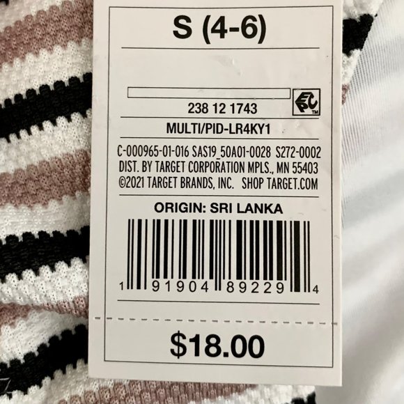 Shade & Shore Striped Pique Cheeky Bikini Bottom Bathing Swim S M - Picture 5 of 9